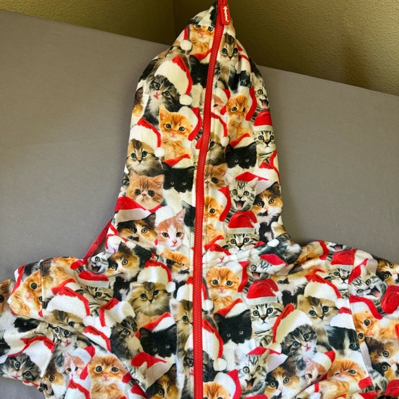Tipsy Elves bodysuit adults large full zip cat christmas kitty one piece red - Picture 6 of 11